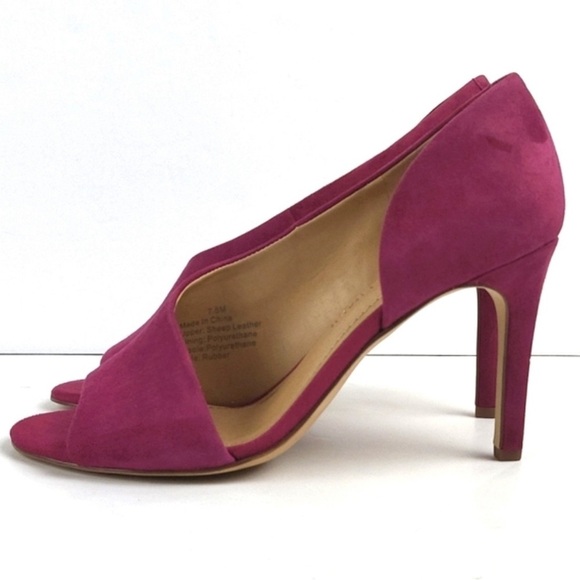 Gibson Latimer Viollette Raspberry Suede Leather Slip-on Open Toe Cutout Pump - Picture 5 of 9